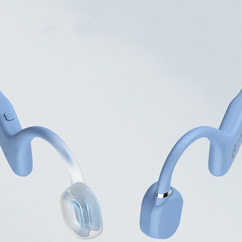 Bone conduction Bluetooth sports headset with neckband, shown in multiple colour variants.