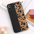Leopard pattern phone case for iPhone in black, blue and pink colour options