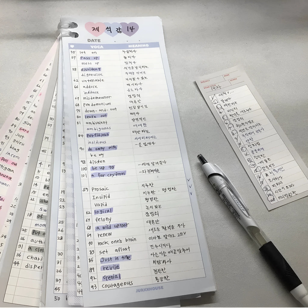 Vertical English learning notepad with double-sided printing in half-B5 size with coloured cover