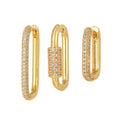 Geometric copper ear clip set with micro inlaid zircon detailing in gold and white colour options