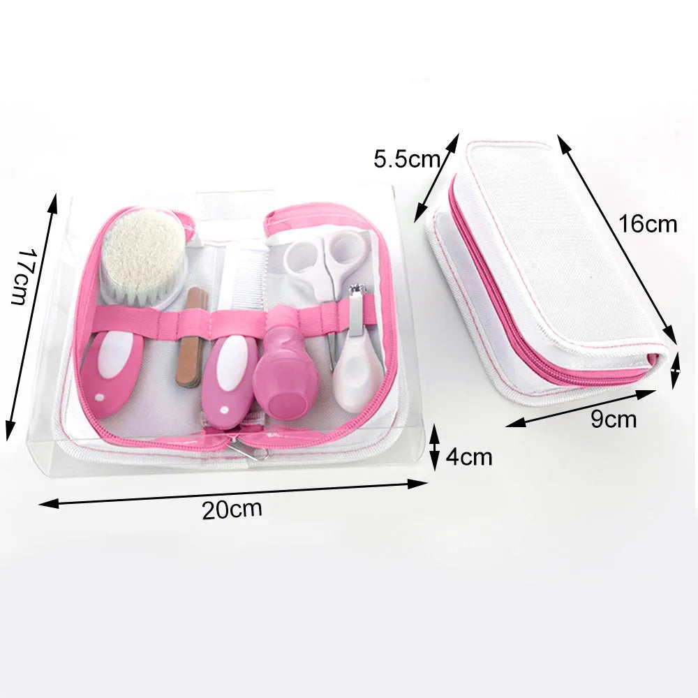 6-piece baby nail care comb set in crimson cherry pink case with silica gel blades