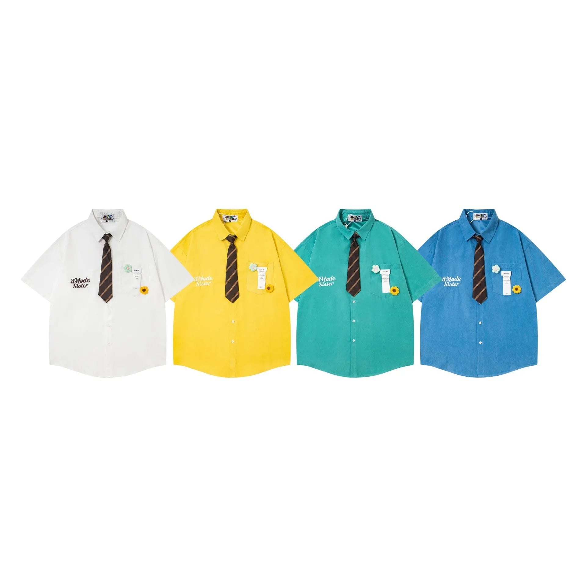 Hong Kong style loose baby summer top with floral pattern and short sleeves in blue colour