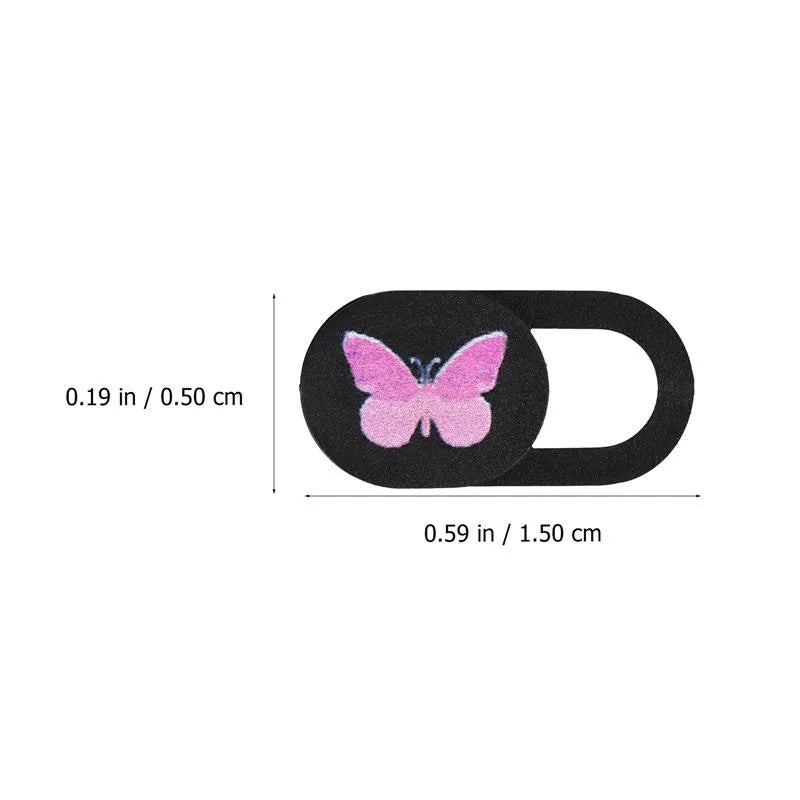 Black ABS laptop webcam privacy slider cover with adhesive backing, 1.5 cm long