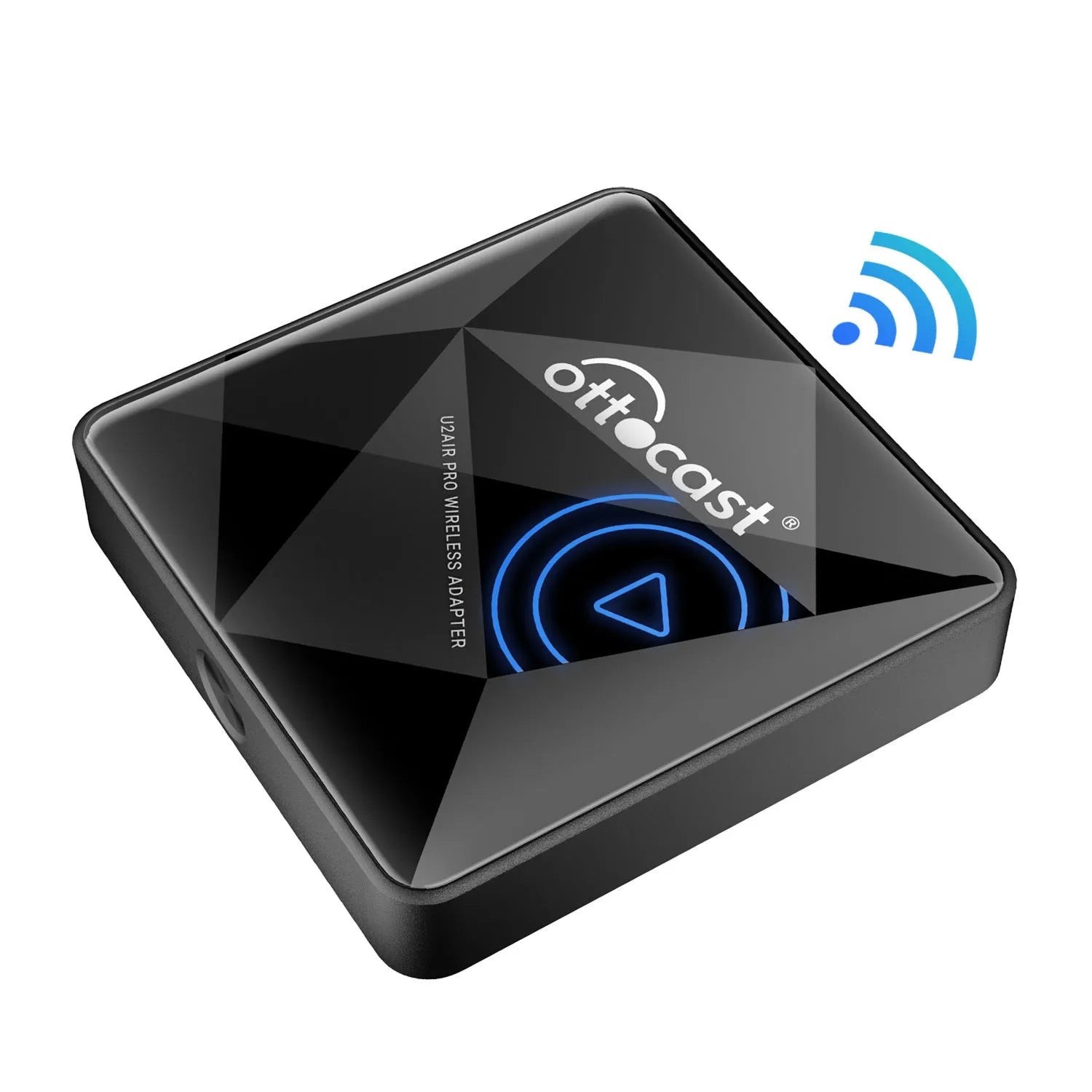 Black Wireless Car Bluetooth AIBOX Magic Box with Type-C port, dimensions 59x59x150mm