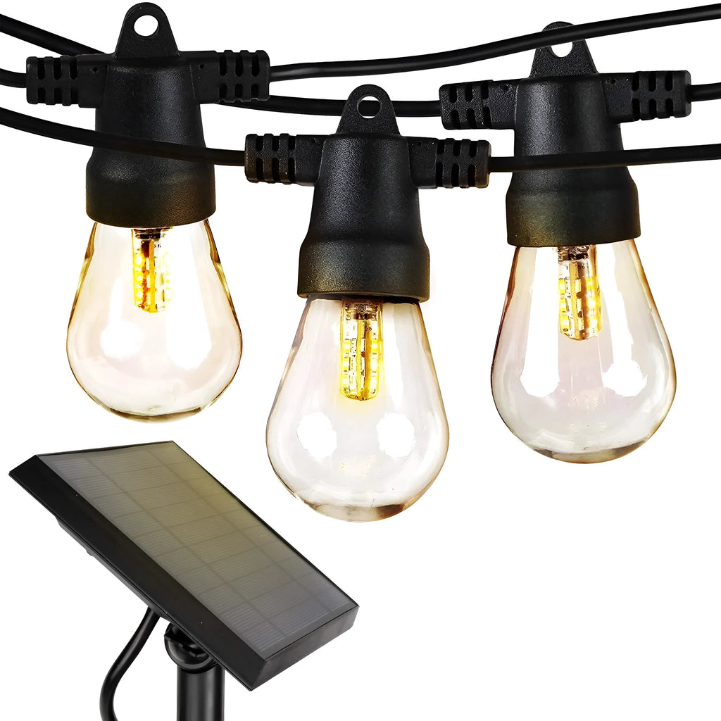 Waterproof solar powered LED string lights with PVC shell in a garden setting