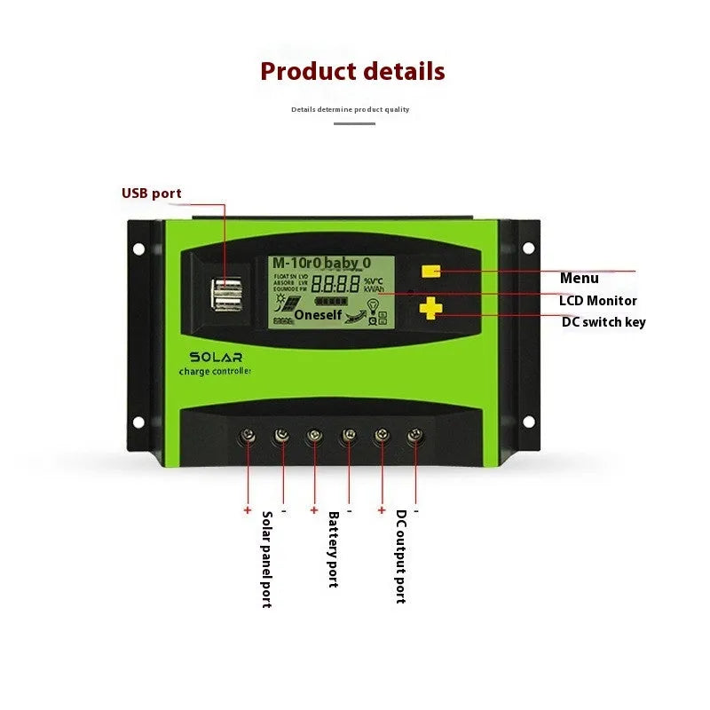 PWM solar charge controller 12V 24V 50A with IP32 enclosure