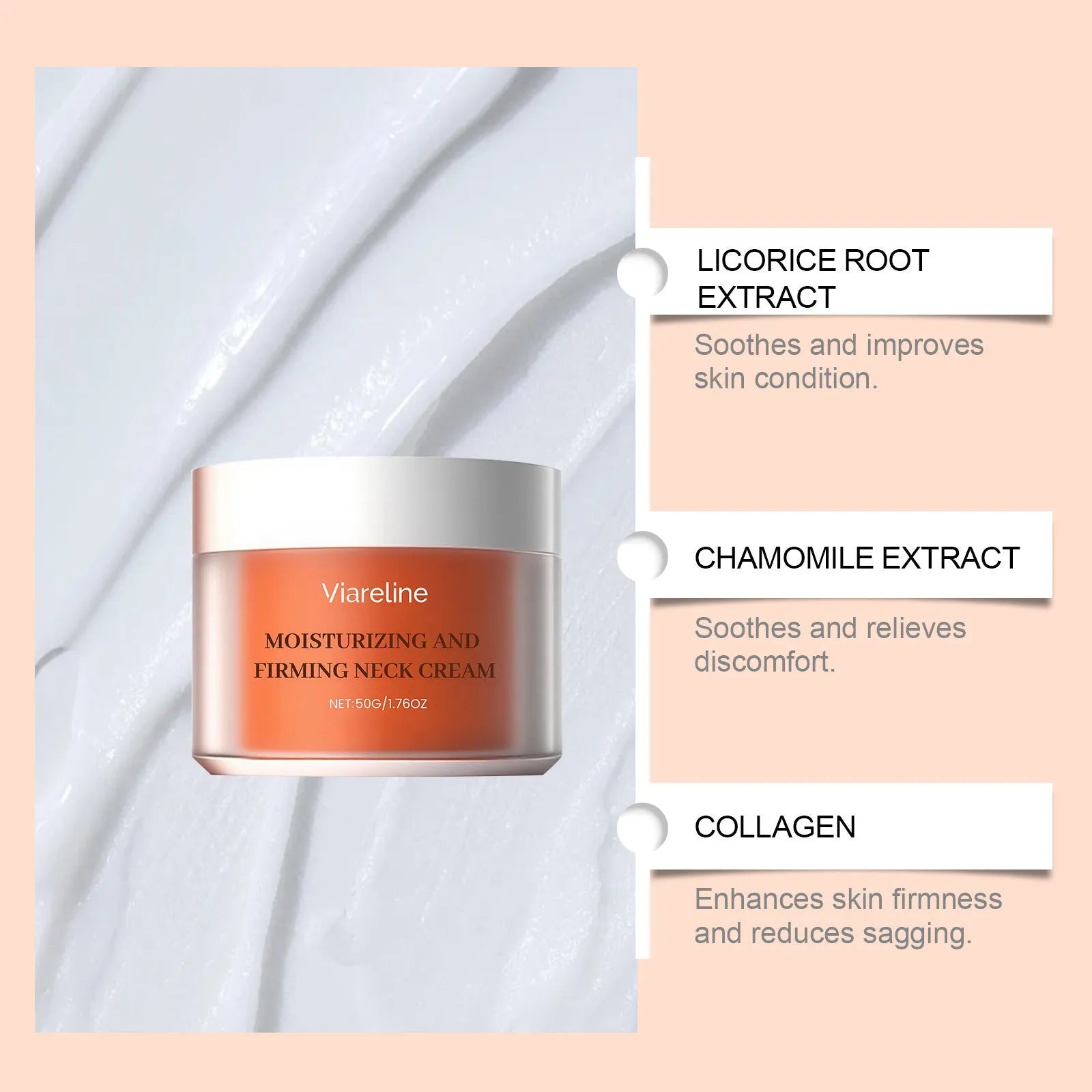 50g moisturising neck cream in 6.3cm square container for contour care