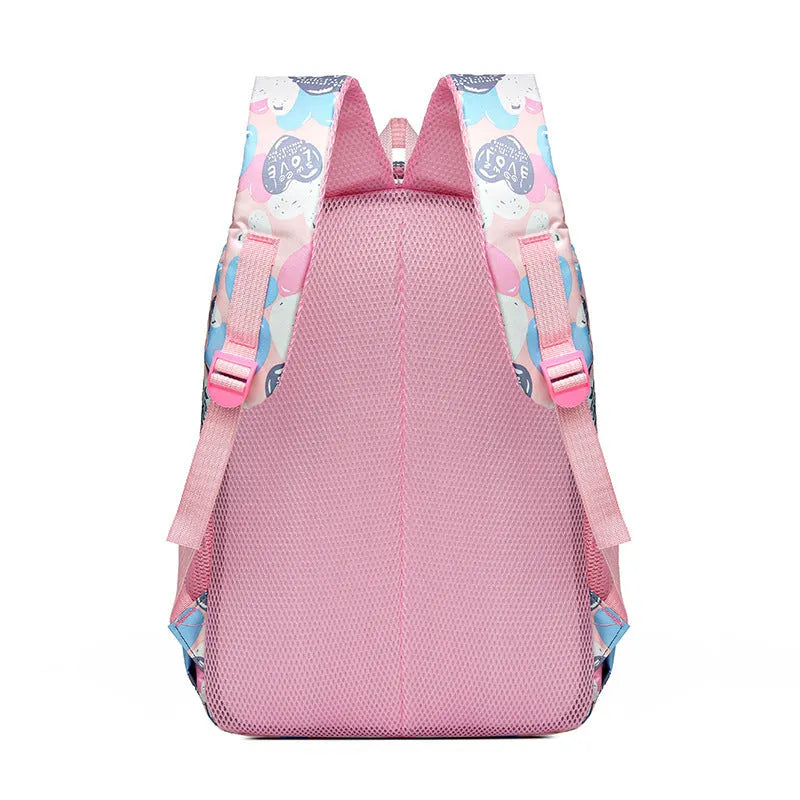 Blue children's large capacity Oxford cloth school backpack with air pillow shoulder straps.