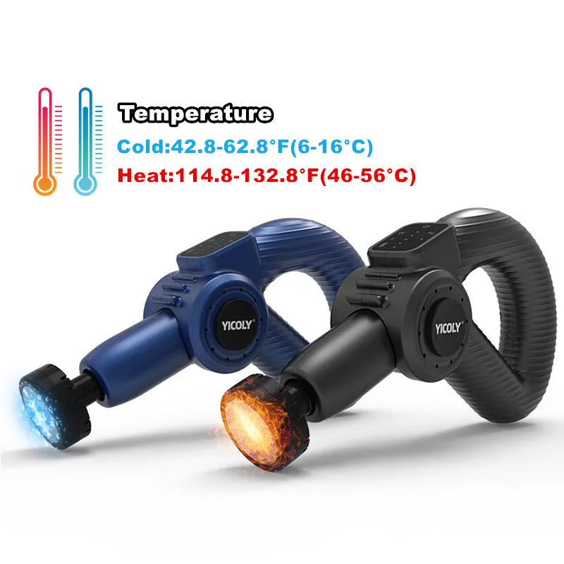 Black smart muscle massage gun with hot and ice compress therapy functions