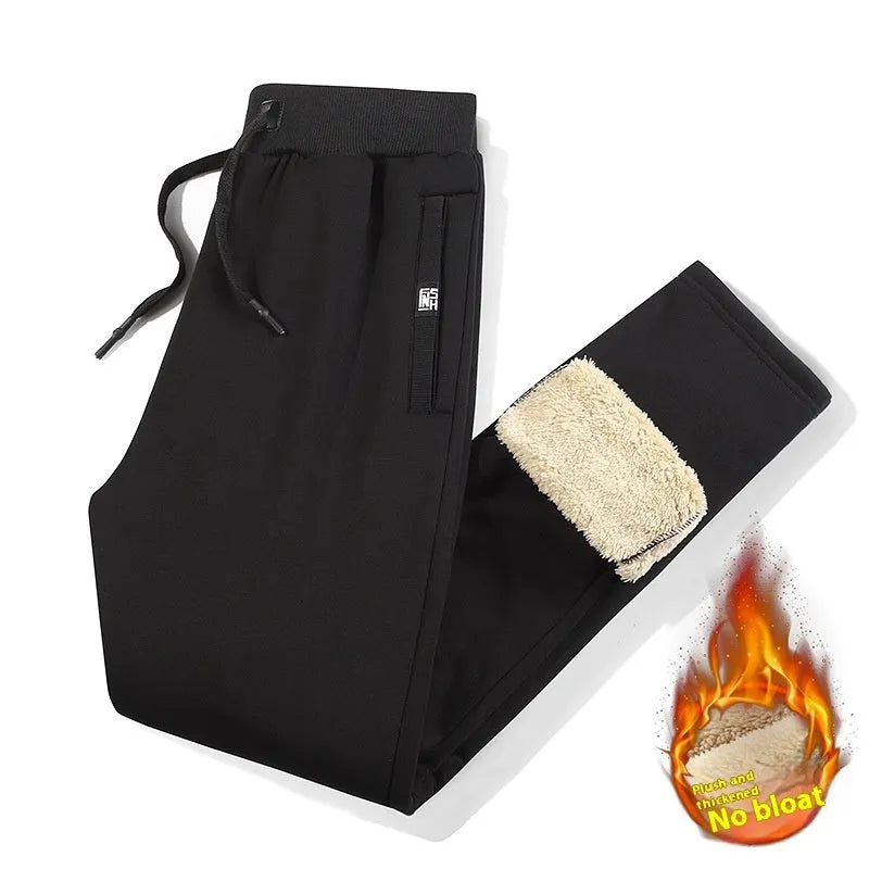 Men's grey fleece-lined cotton track pants with elasticated waist in plus size
