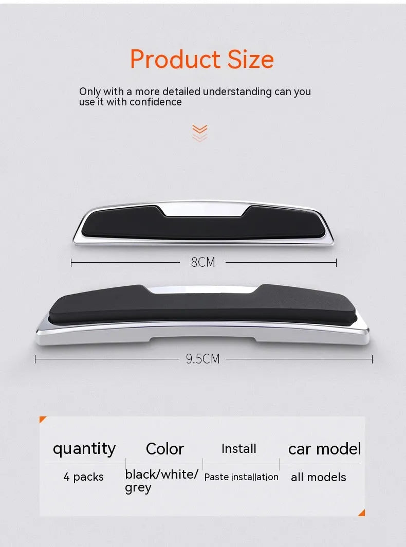 Black plastic silicone car door edge protection bumper strips, four pieces shown.