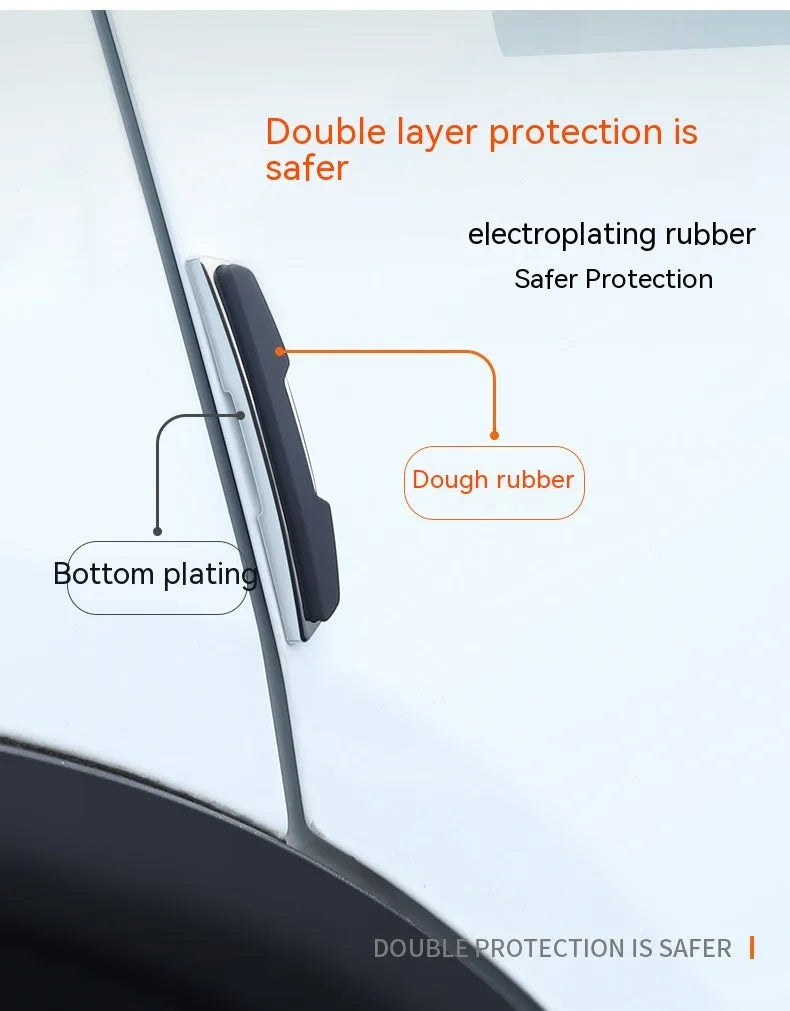 Black plastic silicone car door edge protection bumper strips, four pieces shown.