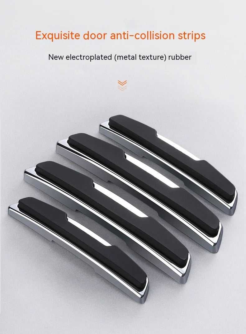 Black plastic silicone car door edge protection bumper strips, four pieces shown.