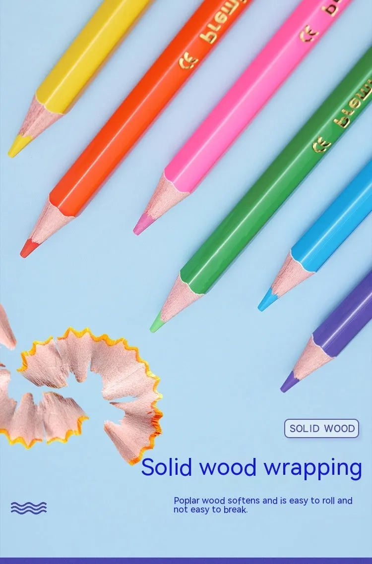 Set of wooden double-headed colouring pencils showing two colour leads on each pencil