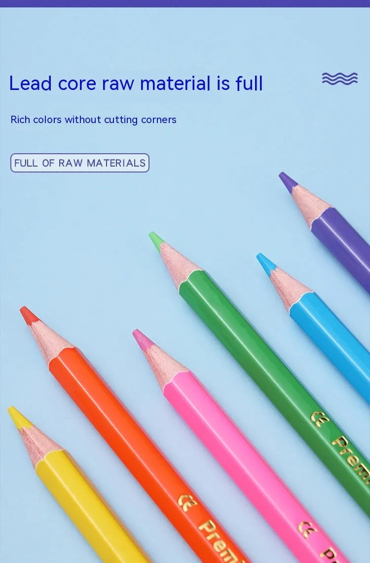 Set of wooden double-headed colouring pencils showing two colour leads on each pencil