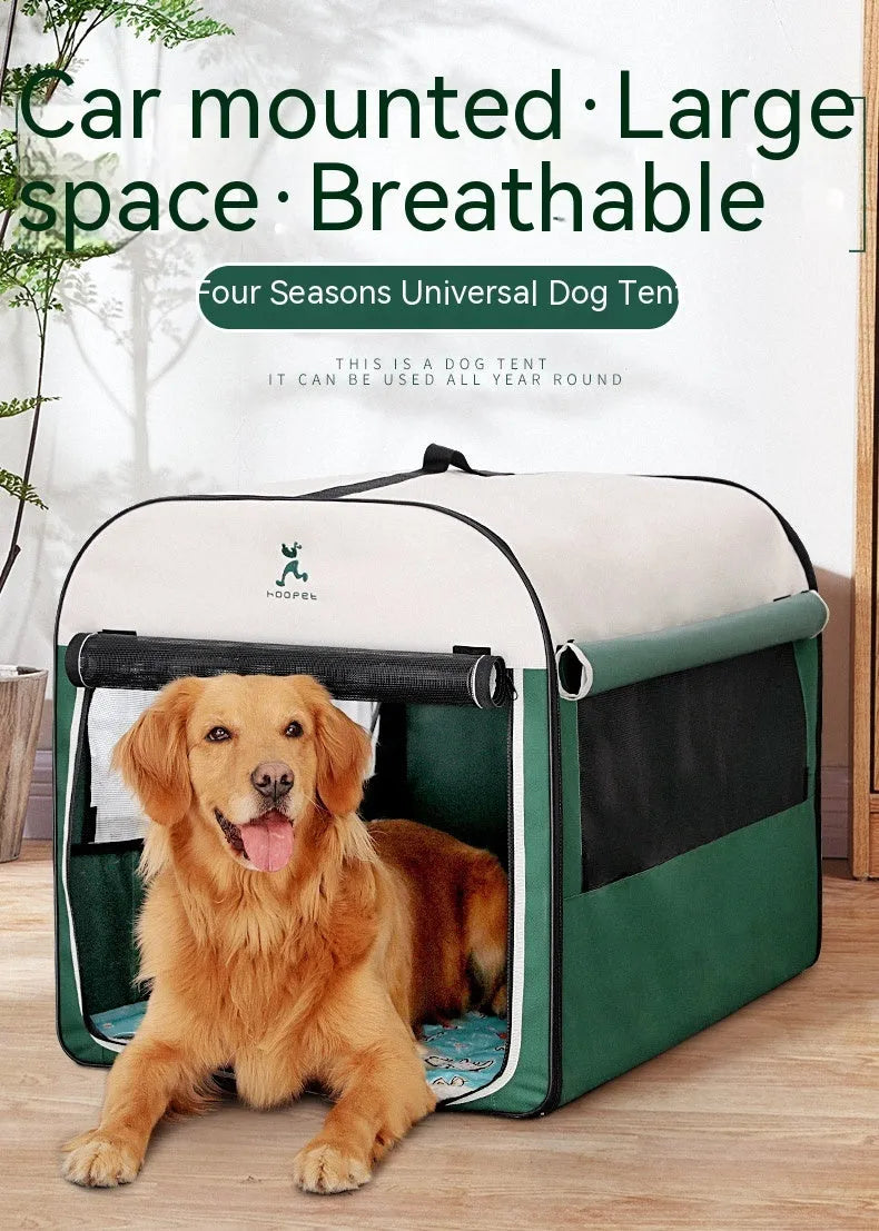 Green warm dog kennel tent in breathable anti-mosquito composite fabric lamb cashmere, sizes S to XL
