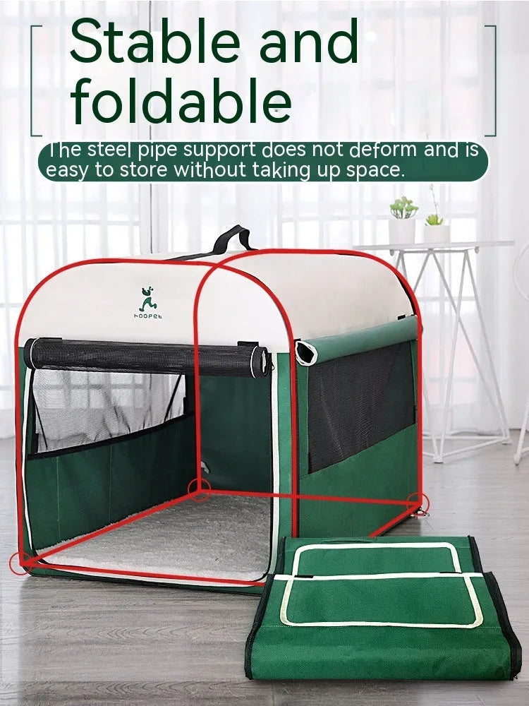 Green warm dog kennel tent in breathable anti-mosquito composite fabric lamb cashmere, sizes S to XL