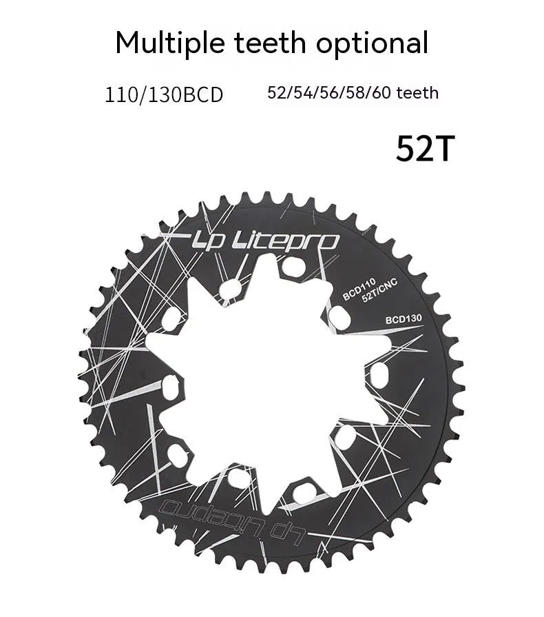 Aluminium alloy oval chainring 52T 110/130BCD for folding and road bike with anode anti-oxidation finish