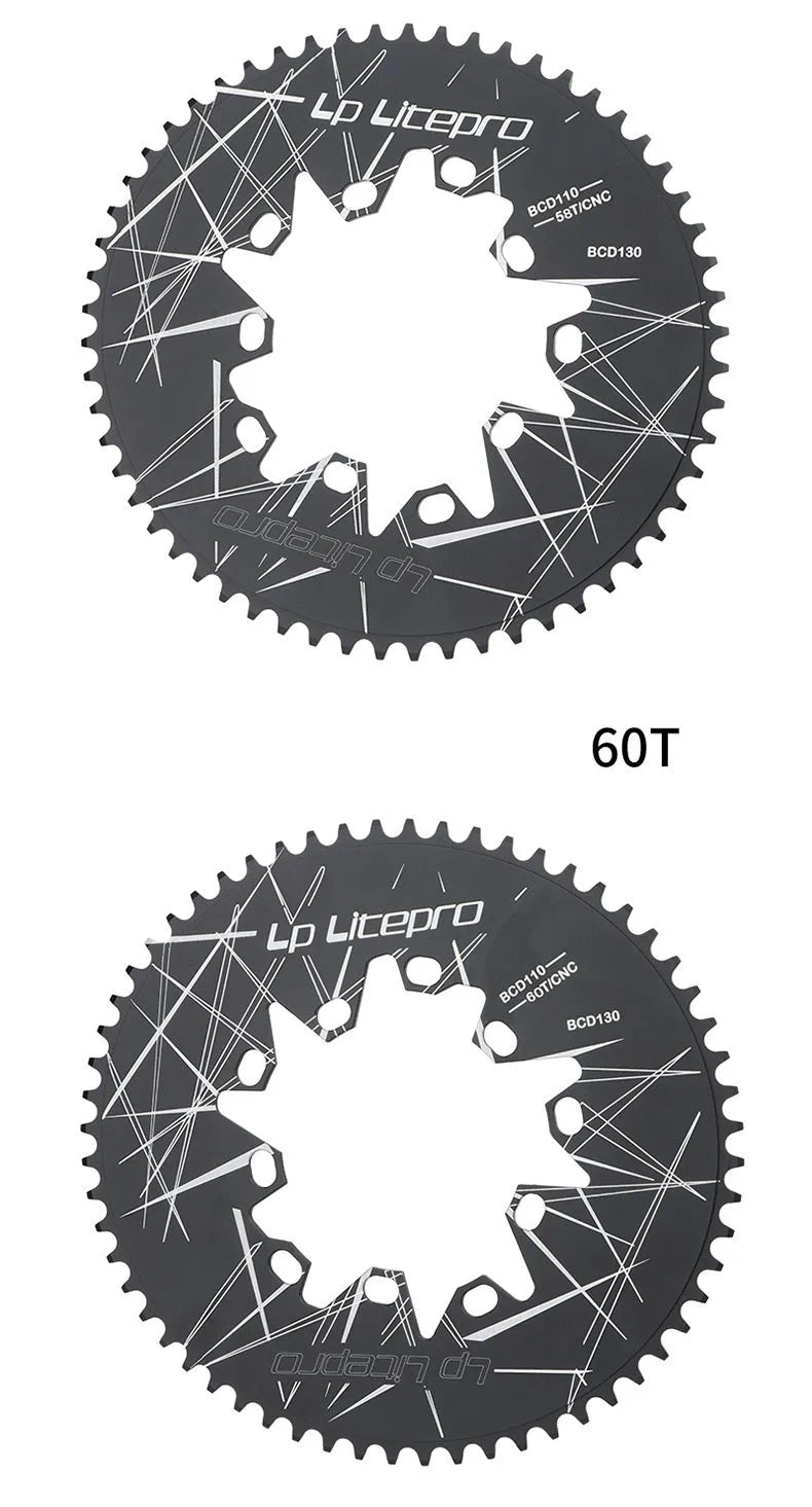 Aluminium alloy oval chainring 52T 110/130BCD for folding and road bike with anode anti-oxidation finish