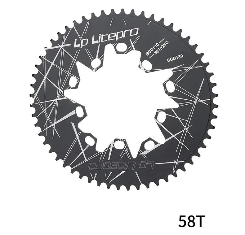 Aluminium alloy oval chainring 52T 110/130BCD for folding and road bike with anode anti-oxidation finish