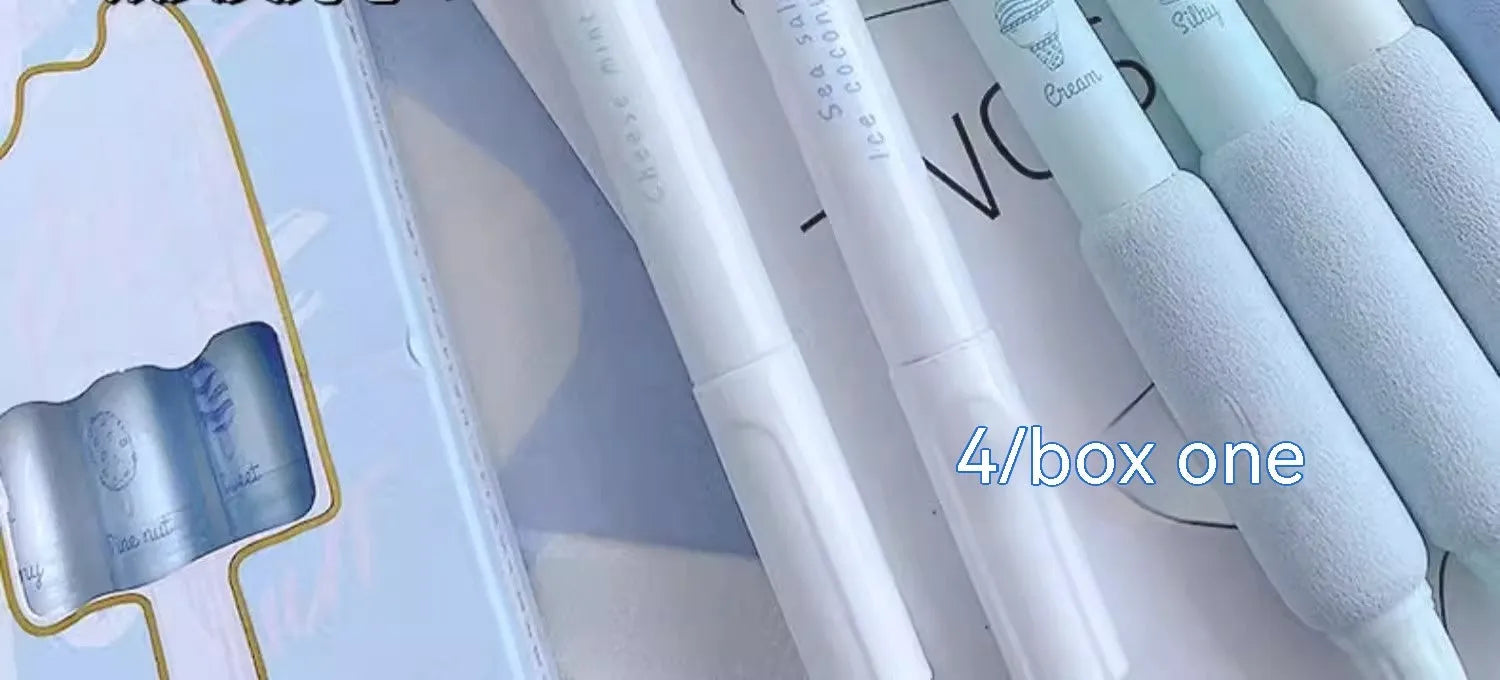 Four Ice Cream Sponge Press neutral pens with 0.5mm tips in Cheese Mint and Sea Salt Ice Cup colours