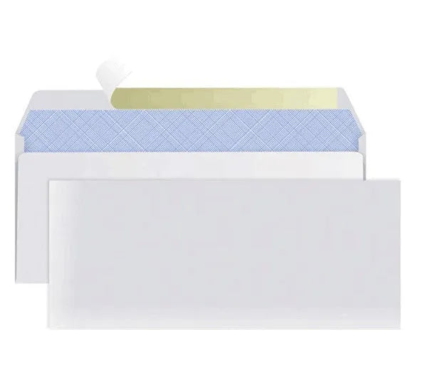 Blue anti-opening self-adhesive confidential envelope measuring 105mm by 240mm with tamper-evident seal