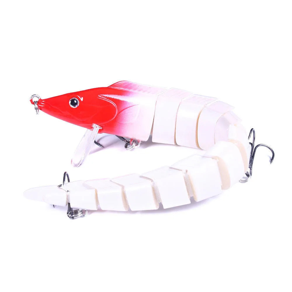 Multi-section simulated fish loach fishing lure showing segmented body design and #2 hook
