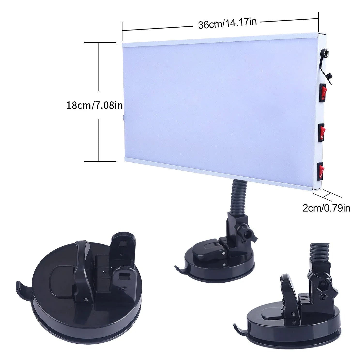 White car dent repair detector kit with concave inspection light for automotive bodywork