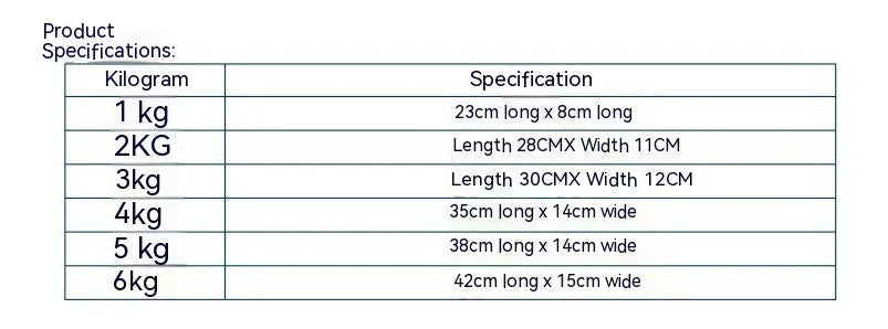 A pair of Oxford cloth legging sandbags for athletic training, shown with weight options from 1kg to 6kg.
