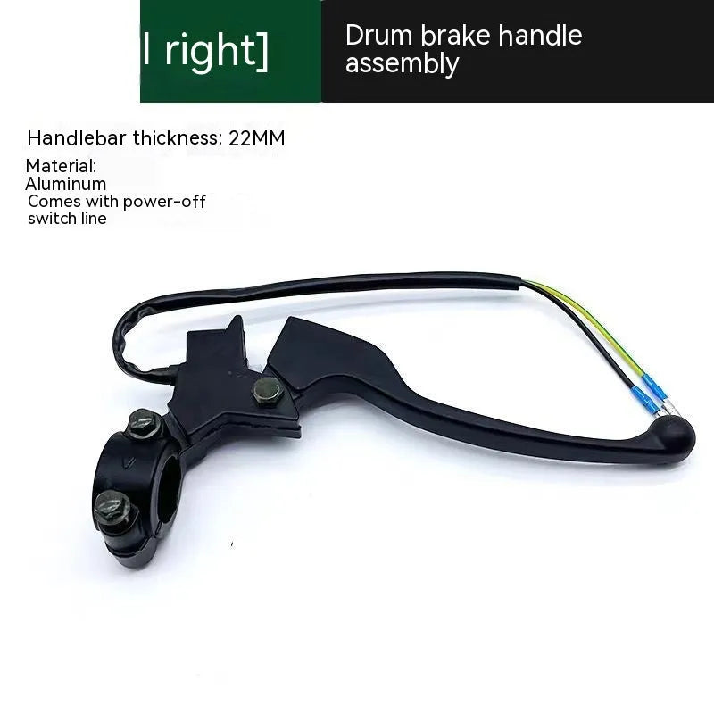 Aluminium motorcycle brake handle assembly with integrated power cut-off switch and 22mm thickness
