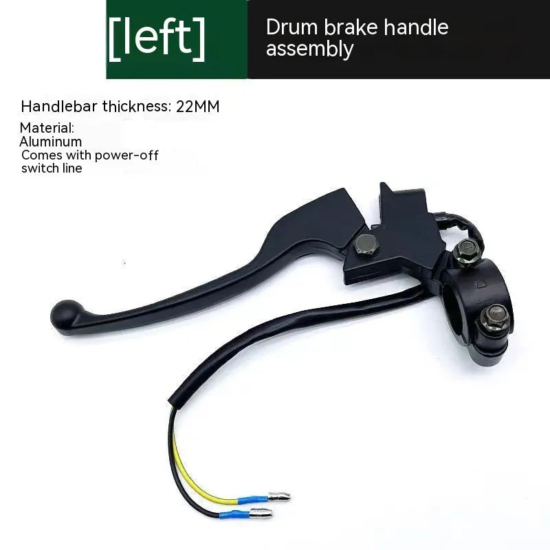 Aluminium motorcycle brake handle assembly with integrated power cut-off switch and 22mm thickness