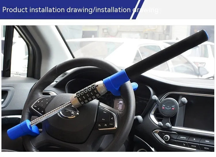 Car steering wheel U-lock with combination dial in alloy steel construction