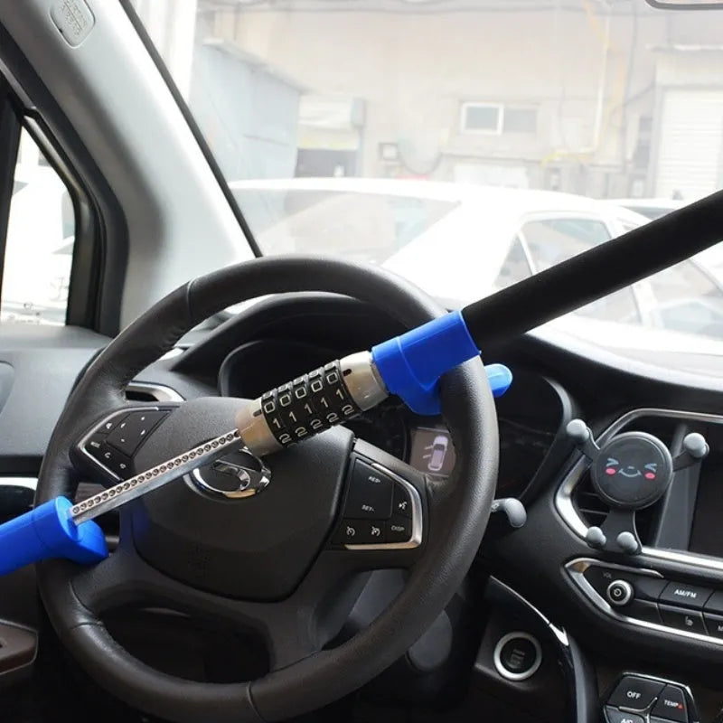 Car steering wheel U-lock with combination dial in alloy steel construction