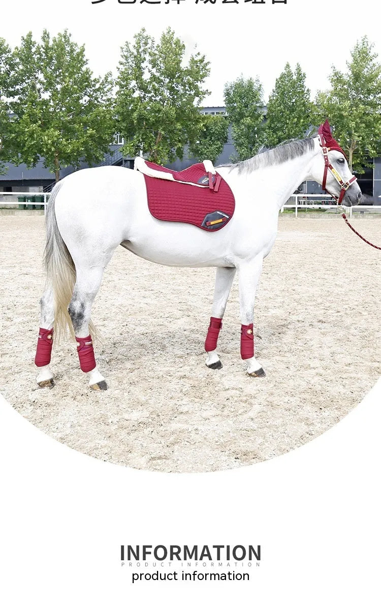 Wool riding saddle pad for equestrian and cycling in black, navy blue, white, or wine red.