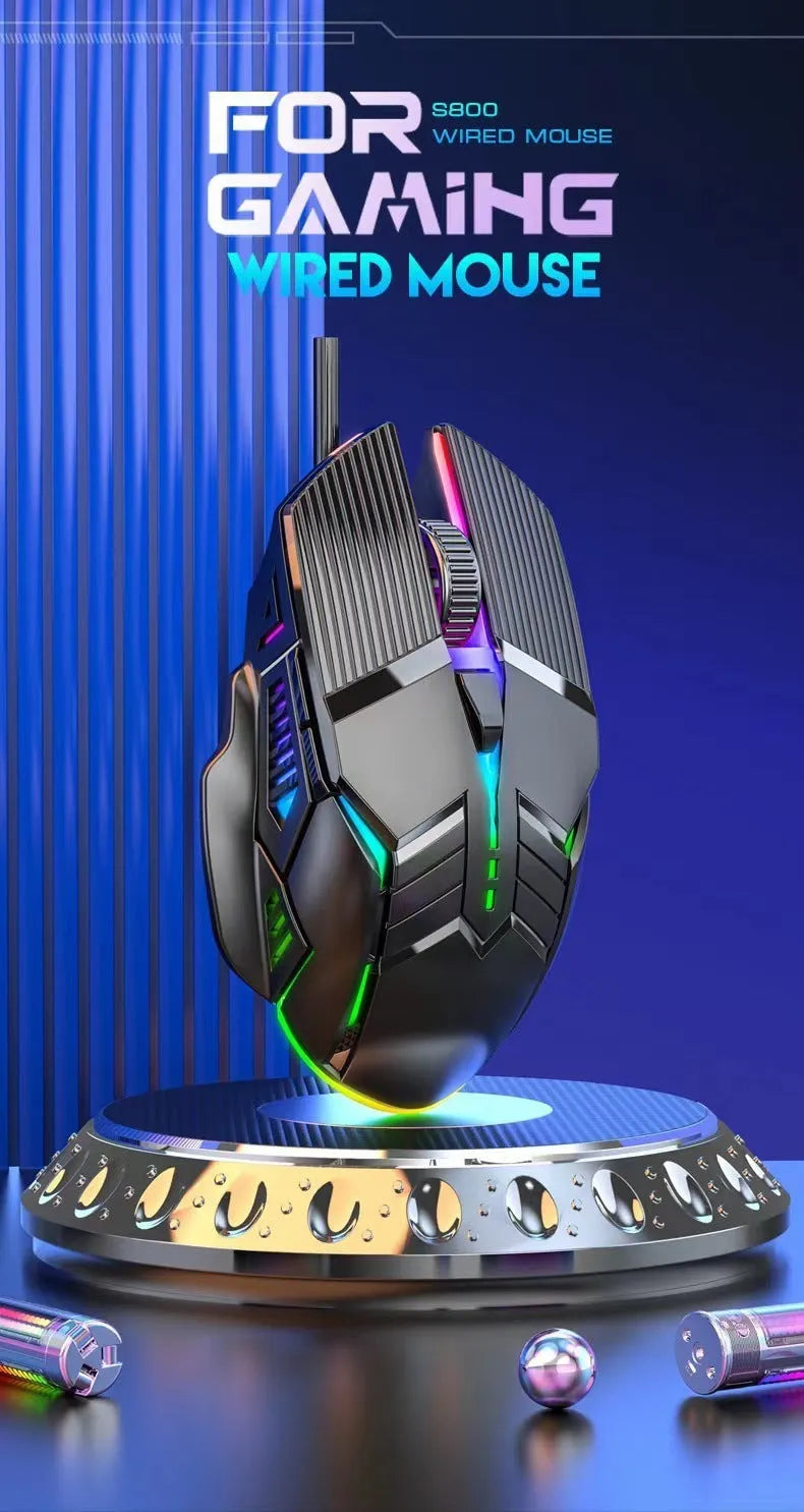 6D wired USB mouse in black, white, or pink, mute or audio version, 1.5m cable, 131x76x38mm