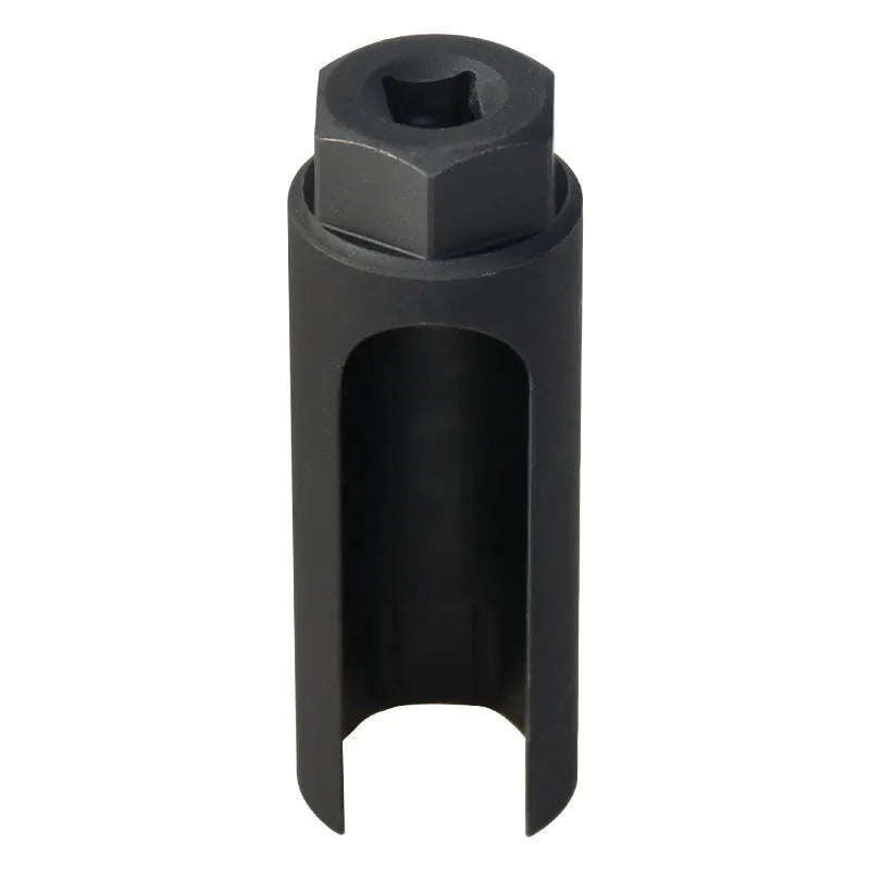 Black chromium vanadium steel oxygen sensor sleeve tool for 22mm fittings.
