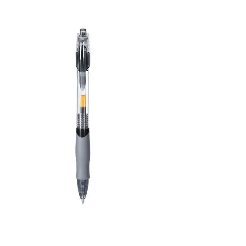 A single gel pen with a 0.5mm tip, shown in black, blue, and red colour options.