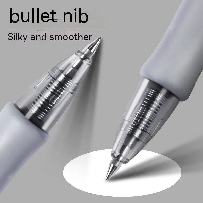 A single gel pen with a 0.5mm tip, shown in black, blue, and red colour options.