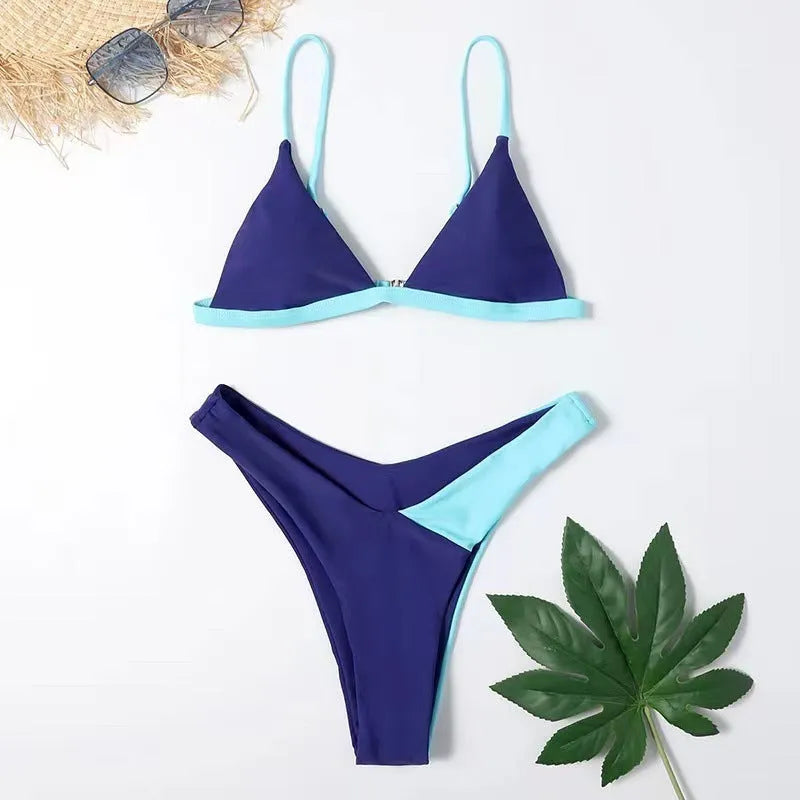 Women's brief style swimsuit bikini set in European American fashion style