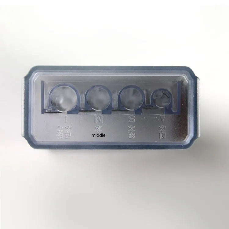 Geometric plastic pencil sharpener with four sharpening holes and maintenance screwdriver