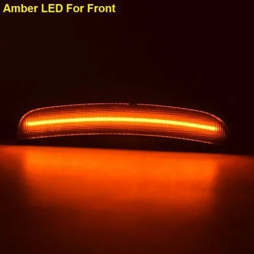 Dodge Challenger 2015-2020 replacement side turn signal light set showing front yellow and rear red units.
