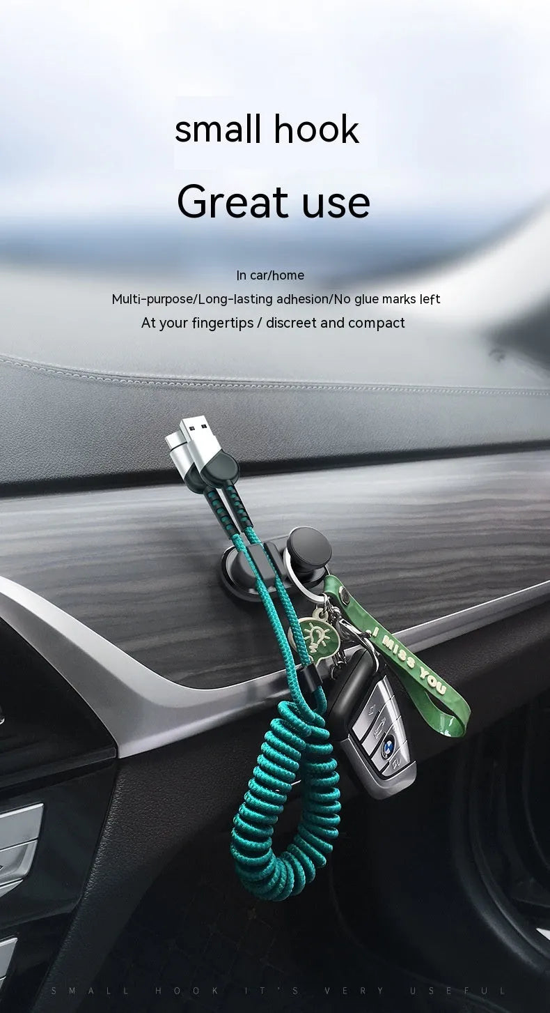 ABS silicone car and home data cable storage hook in dark green, space silver or star black