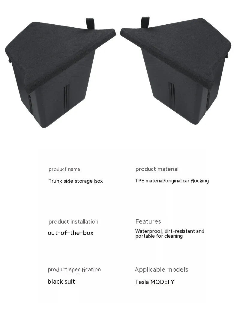 Tesla Model Y trunk side storage box covers TPE waterproof 2-piece set