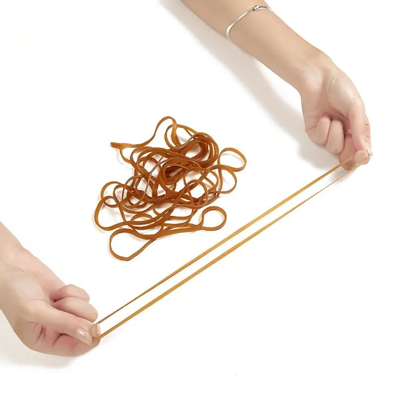 Natural rubber circular elastic rings in neutral colour for household organisation, 500g bag