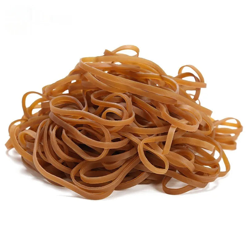 Natural rubber circular elastic rings in neutral colour for household organisation, 500g bag