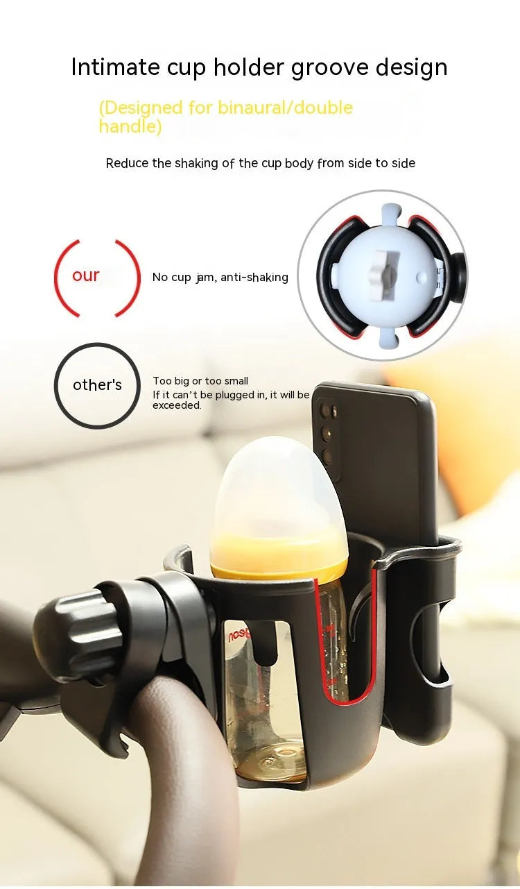 Black ABS plastic cup holder for cars with dimensions 19x10x11.3cm