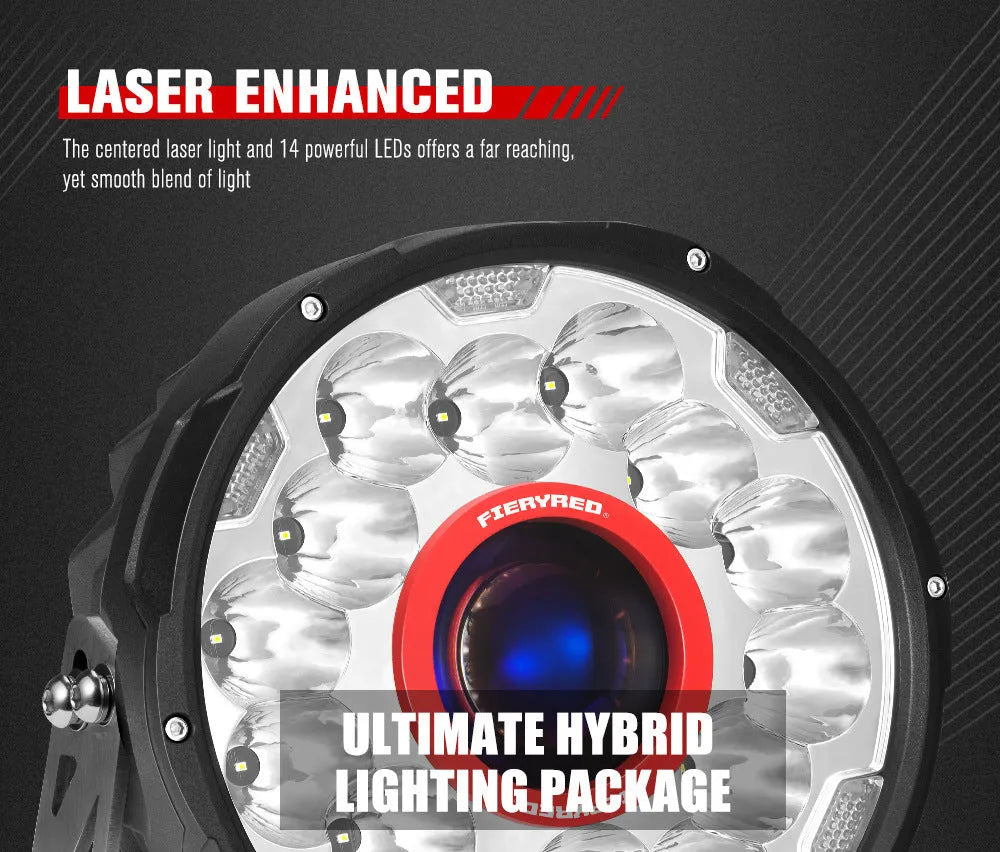 Pair of 7-inch diameter LED waterproof off-road lights with high-power 80W output
