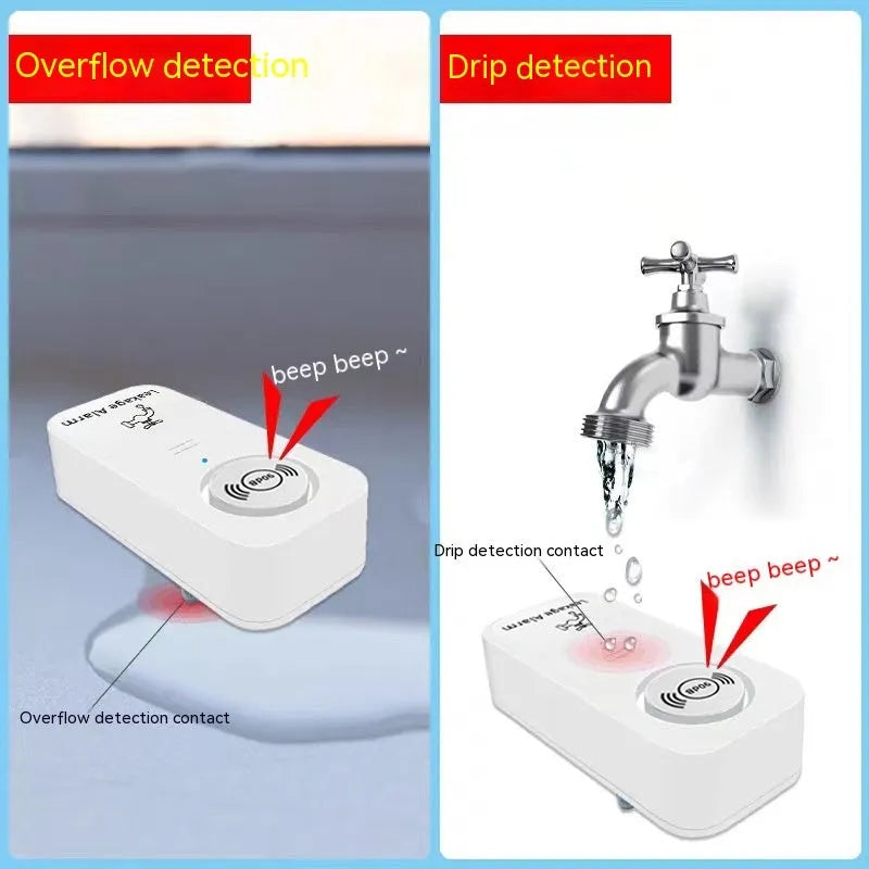 An independent wireless flood sensor alarm for water leak detection.