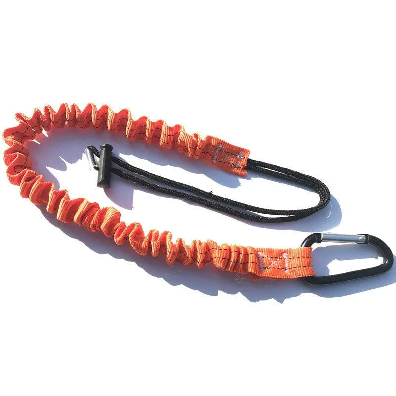Orange fishing rod safety rope with elastic anti-separation design, 90cm length