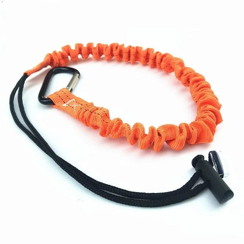 Orange fishing rod safety rope with elastic anti-separation design, 90cm length
